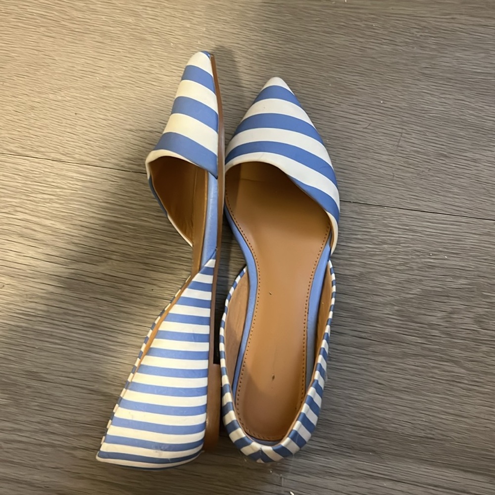 Blue and white striped jcrew flats. Never worn